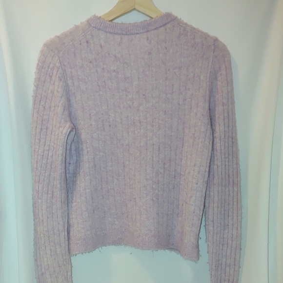 Madewell Bookend Pullover Sweater Crew Ribbed Super Soft Cropped Lilac Small S - Picture 4 of 8